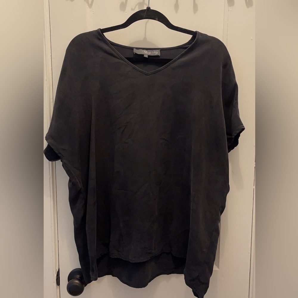 Claridge + King Black 100% Silk Oversized Blouse, size S